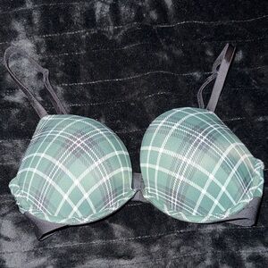 Plaid Push-Up Bra in Green - Women's Intimates